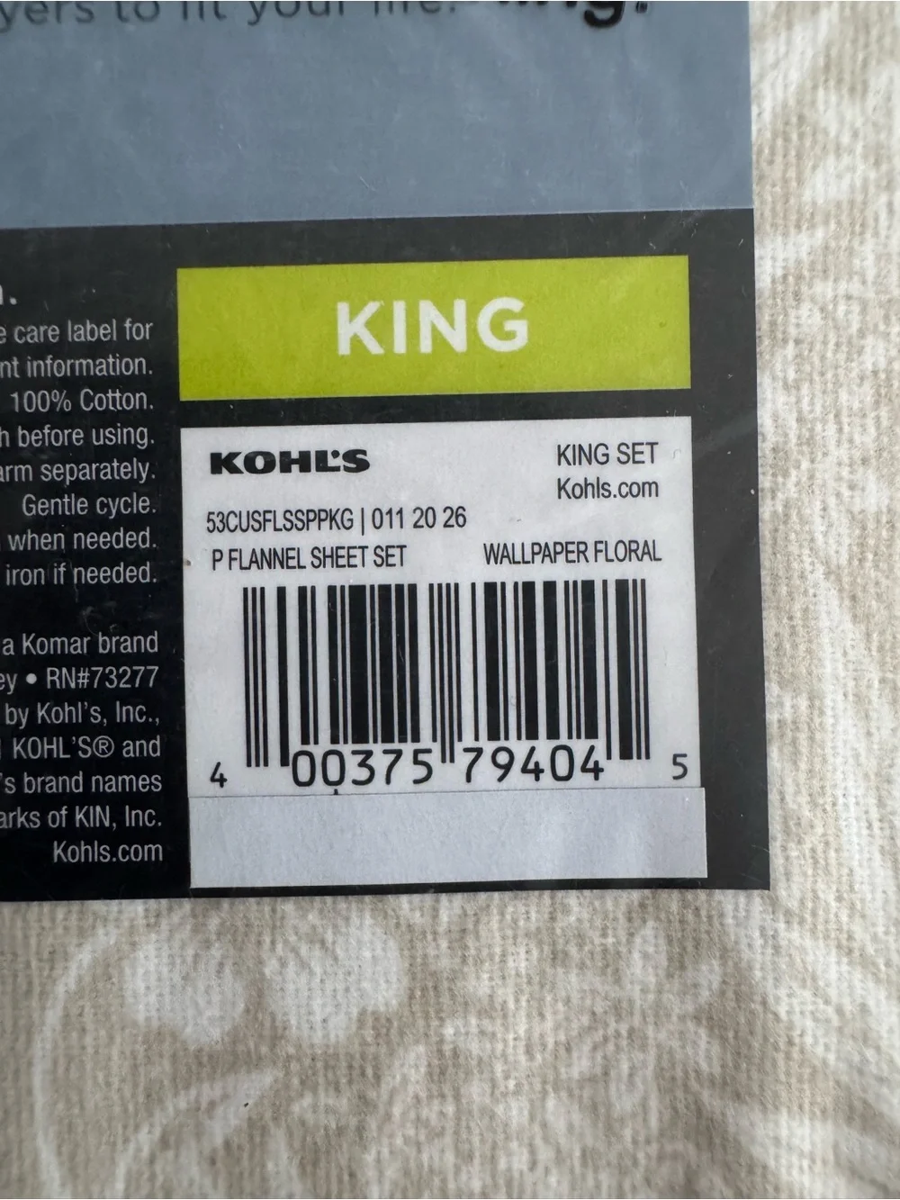 Cuddl Duds King Heavyweight Flannel Sheet Set in Wallpaper Floral NWT